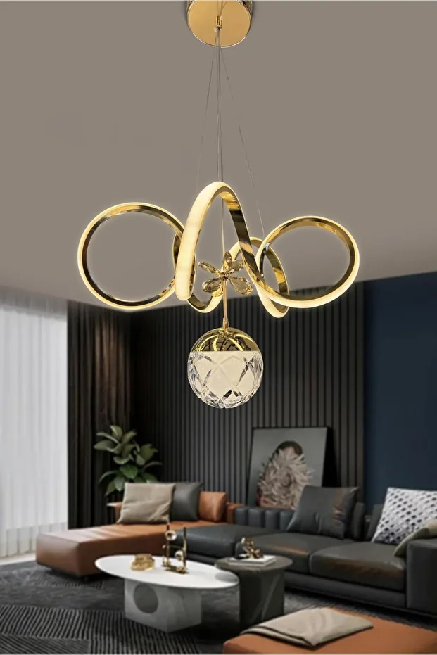 Kıvrım Tek Top Modern Oturma Ledli Avize - 1