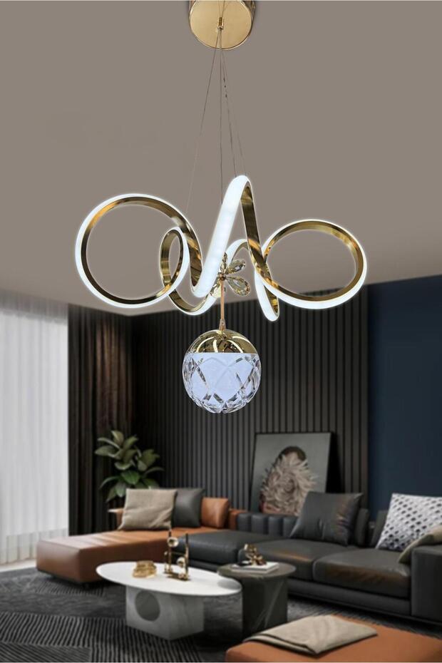 Kıvrım Tek Top Modern Oturma Ledli Avize - 4