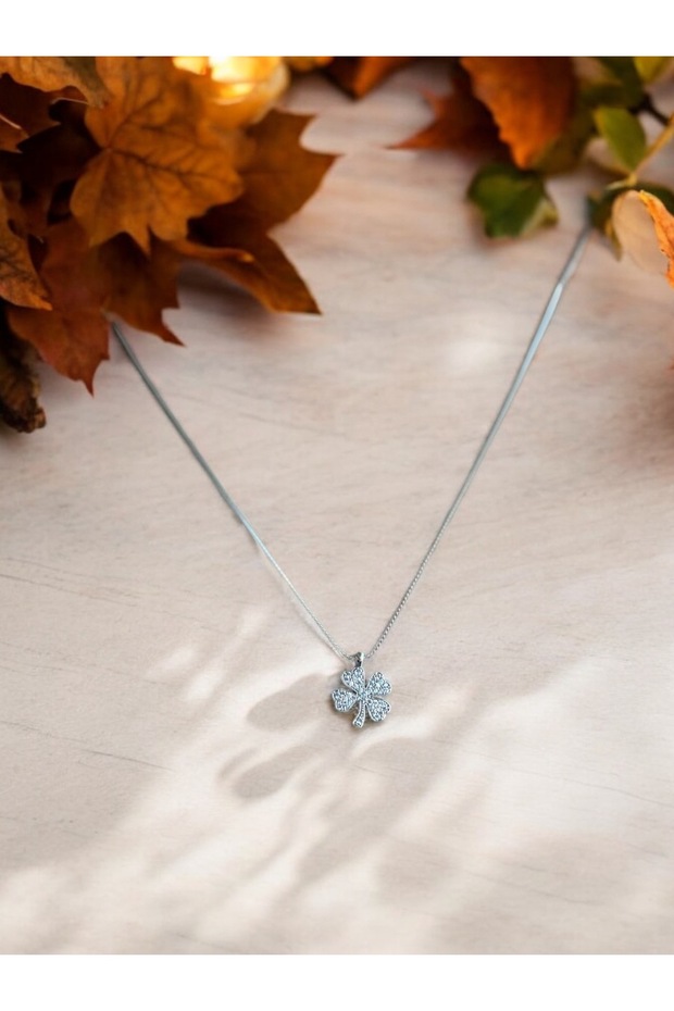 Çelik Yonca Kolye - 1