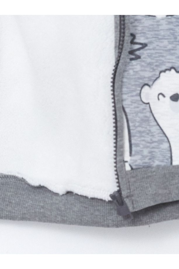 LCW baby Kapüşonlu Baskılı Erkek Bebek Hırka - 3