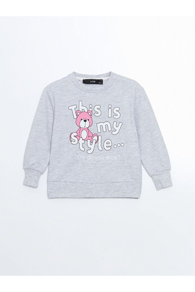 LCW baby Crew Neck Printed Baby Girl Sweatshirt