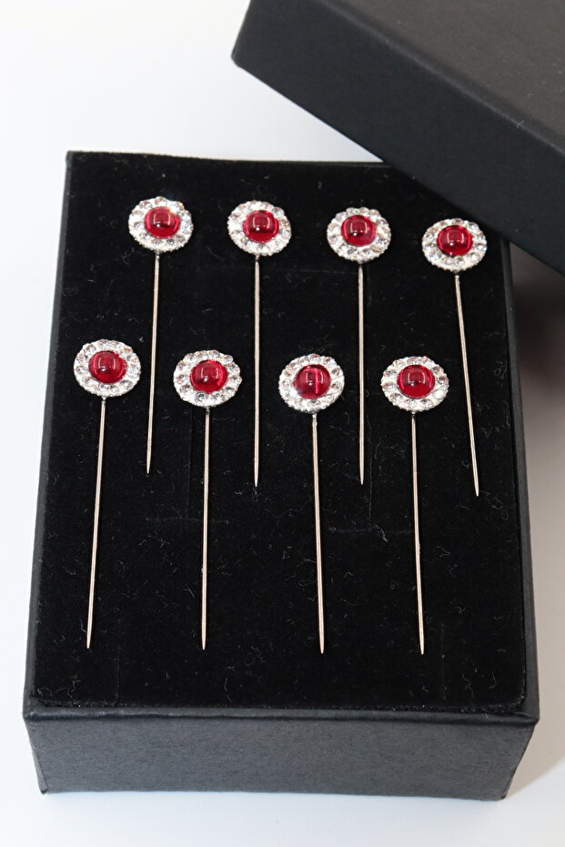 8-Piece Crystal Rhinestone Scarf and Shawl Pin - Turban and Hijab Pin