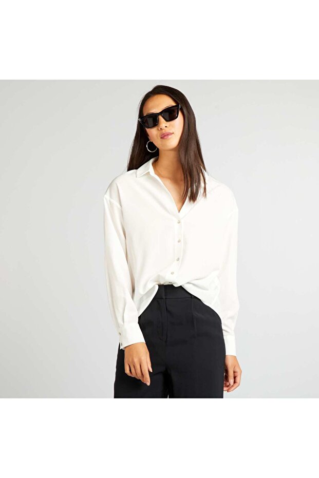 بلوزة بيضاء فضفاضة - 1