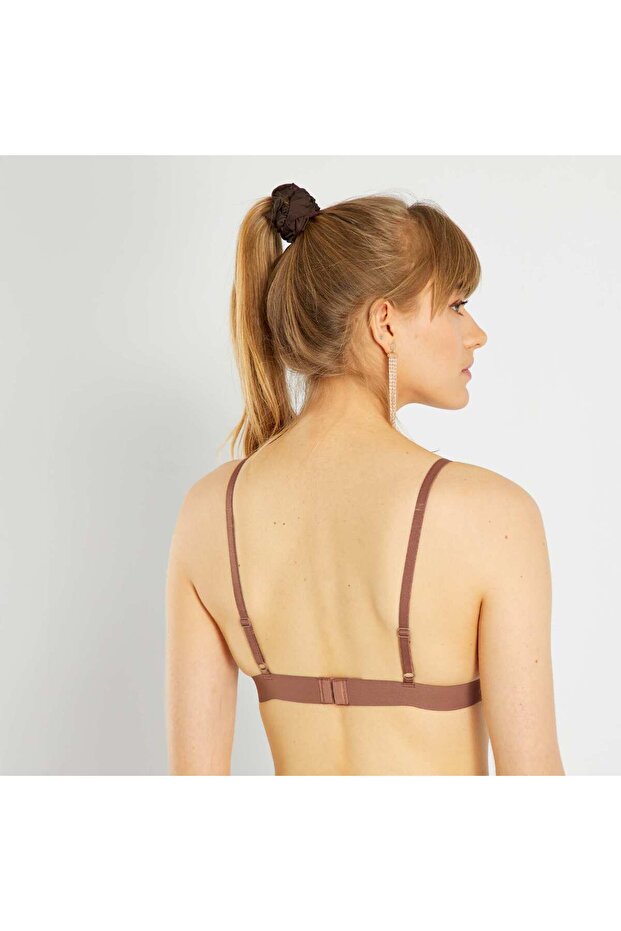 حمالة صدر مثلثة مبطنة من الألياف الدقيقة باللون البني - 3