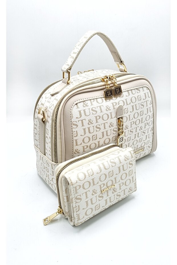 Women's Braided 5 Compartment Hand Shoulder Bag and Wallet Combination