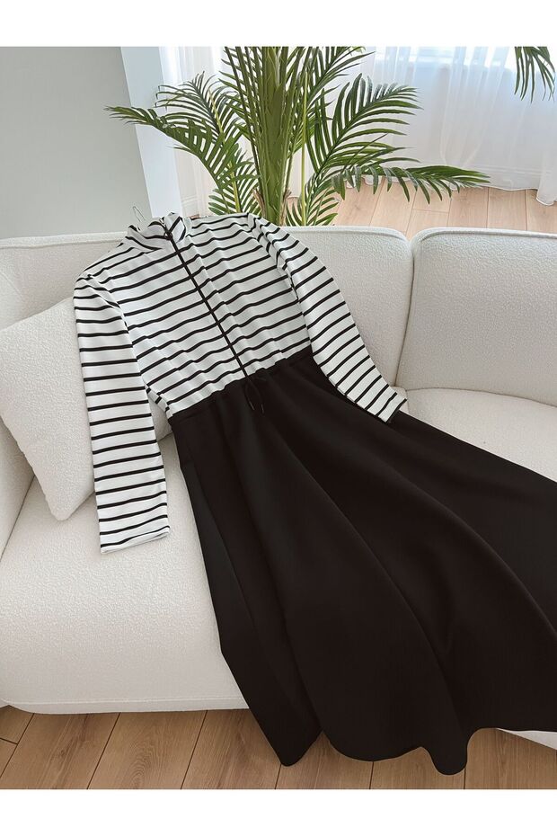 Sweat Kumaş Bağcıklı Elbise - 2
