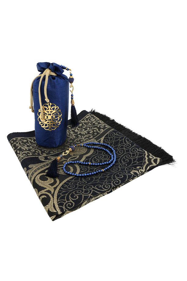 Lüks Tafta Seccade ve İnci Vavlı Tesbih Şantuk Keseli Set , Taşınabilir Namaz Seti, Hediye Seti - 1