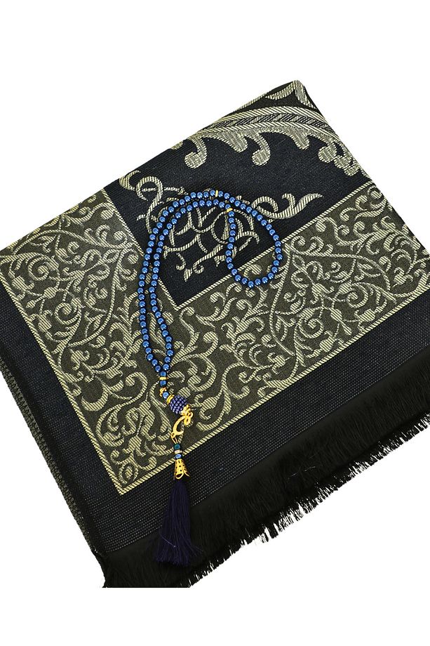 Lüks Tafta Seccade ve İnci Vavlı Tesbih Şantuk Keseli Set , Taşınabilir Namaz Seti, Hediye Seti - 6