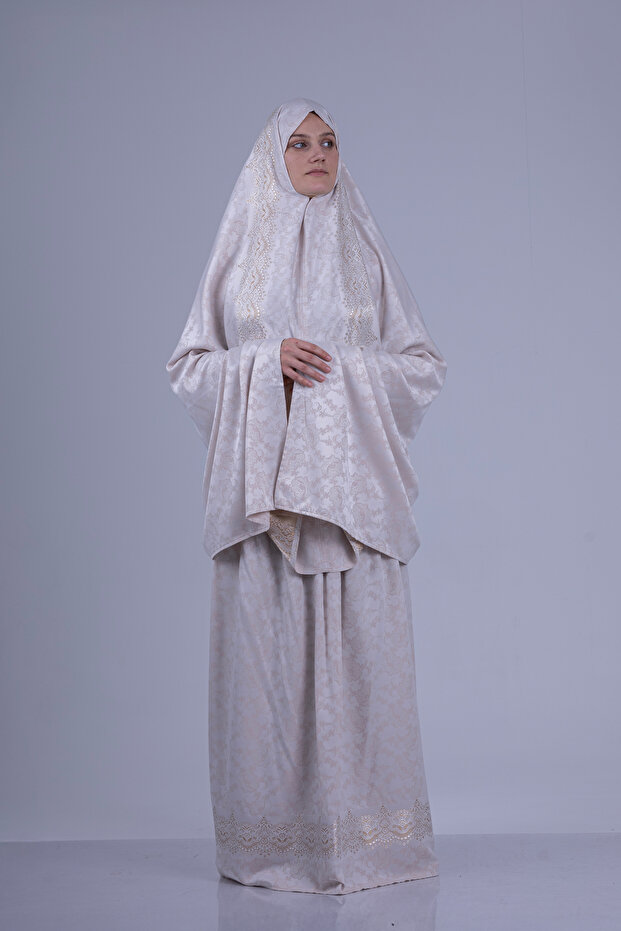 طقم صلاة قطعتين منقوش بجودة فاخرة - 1