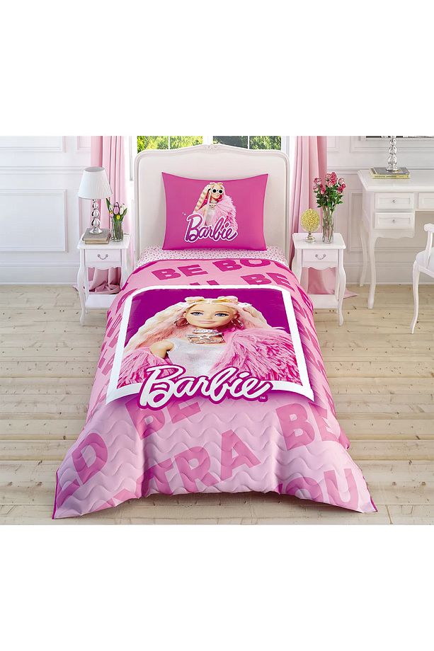 Taç Lisanslı Tek Kişilik Complete Set Kapitone Nevresim Takımı - BARBİE - 1