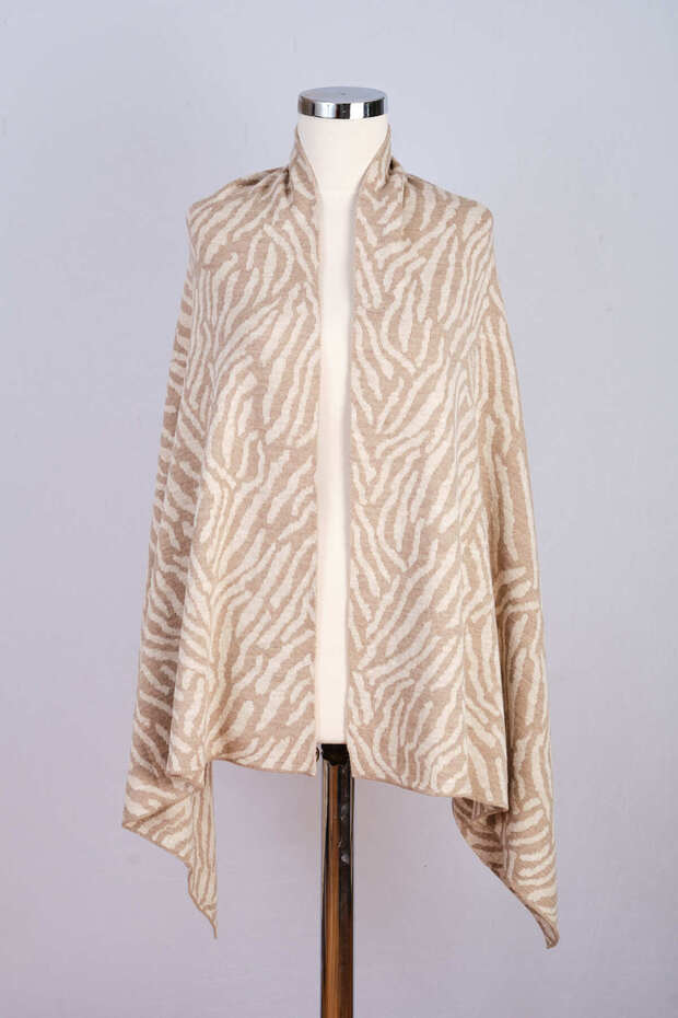 Zebra Patterned Knitwear Shawl - 2