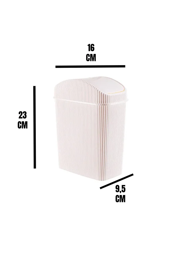 Mini Çöp Kovası, Mutfak, Banyo, Tuvalet, Ofis Çöp Kutusu Krem - 7