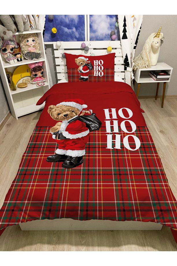 Yılbaşı Temalı Noel Desenli Tek Kişilik Nevresim Seti - 1