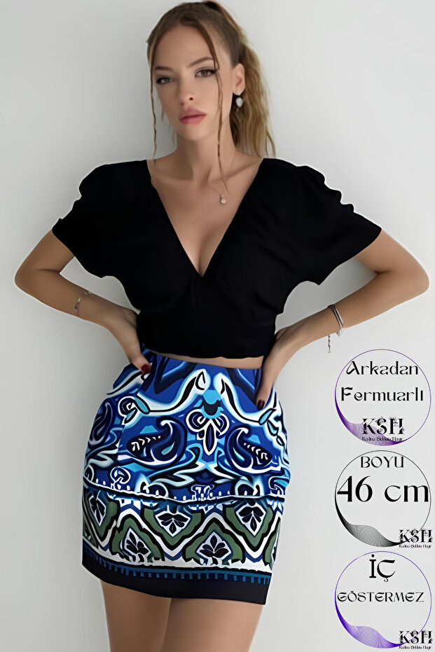 Patterned street style trend mini skirt ete110