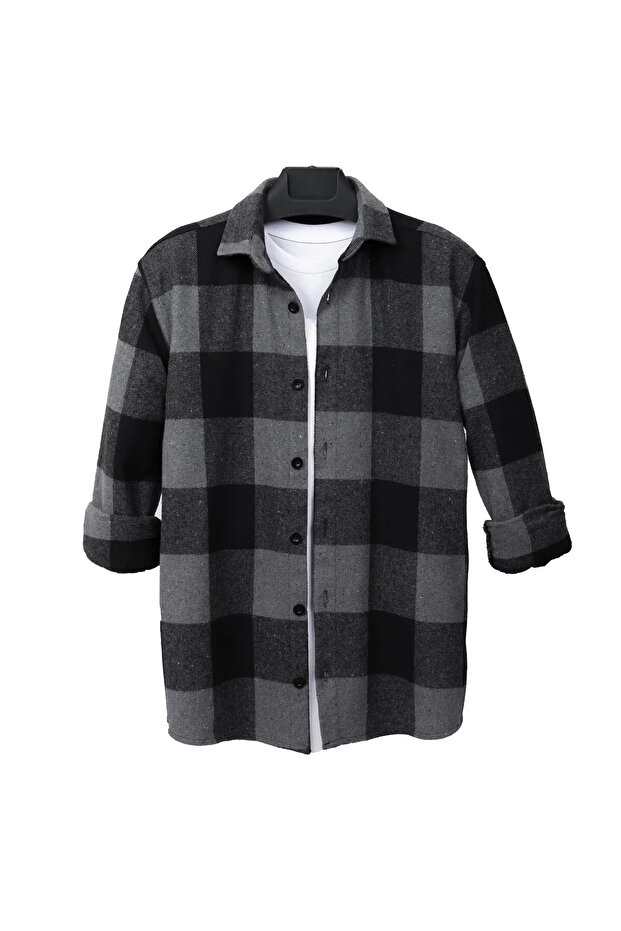 Oduncu Gömlek Siyah Düğmeli - 1