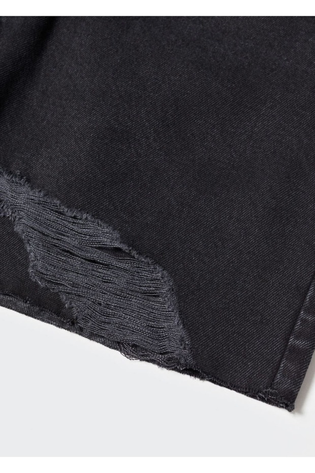 Dekoratif yırtıklı denim bermuda şort - 7