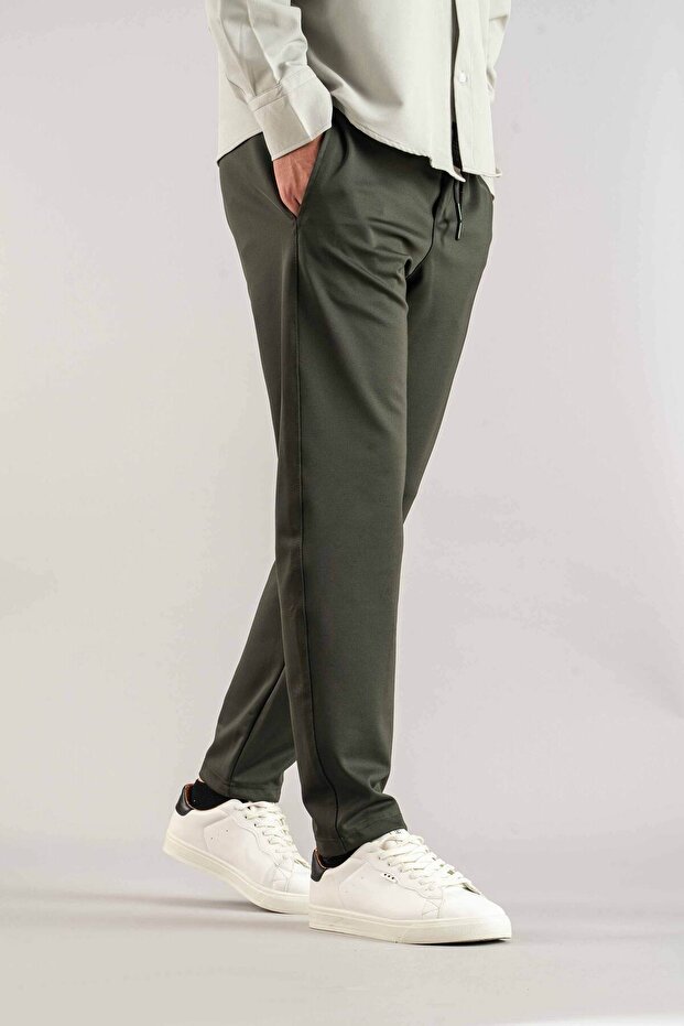 Men's Slim Fit Cut Jogger Pants Khaki