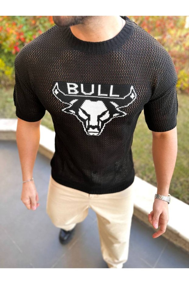 T-Shirt Breathable Crew Neck Sweatproof Cotton Mesh T-Shirt Oversize Tshirt Bull