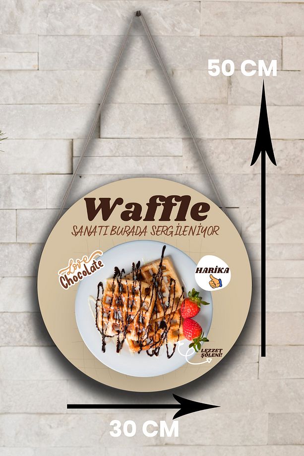 Waffle Salonu Duvar, Kapı, Tek Taraflı Askılı Pano Karşılama Tabelası, Waffle Tatlı Dükkanı Süsü - 5