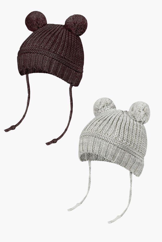 2 Pieces Pompom Knitwear Baby Hat, Knitwear Baby Beanie (0-18 Months)