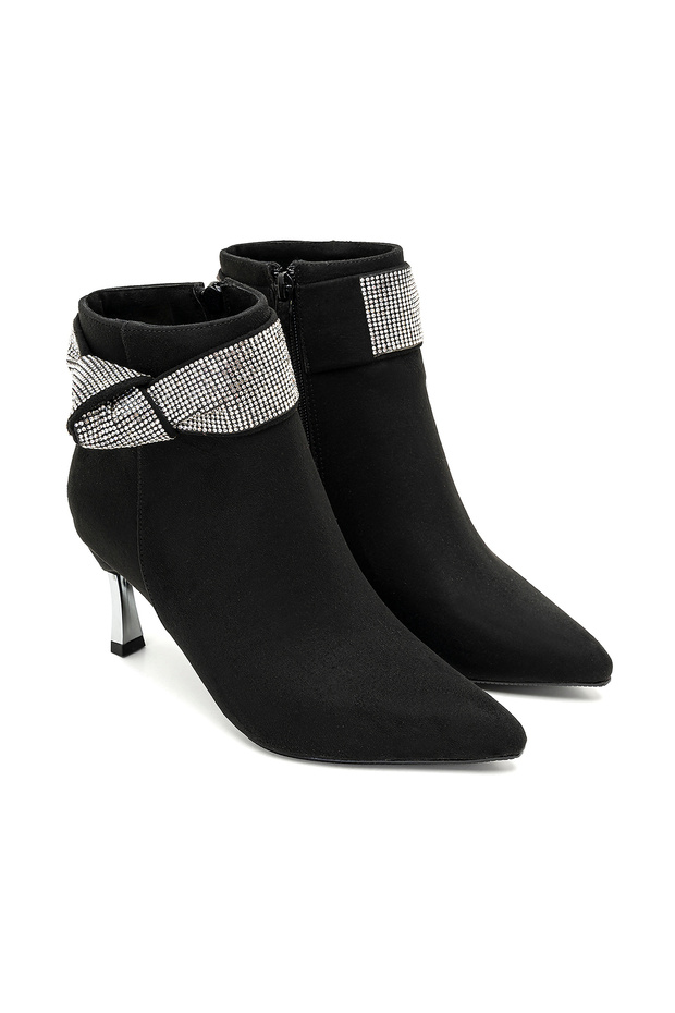 Adrian Siyah Kadın Taşlı Topuklu Bot - 1