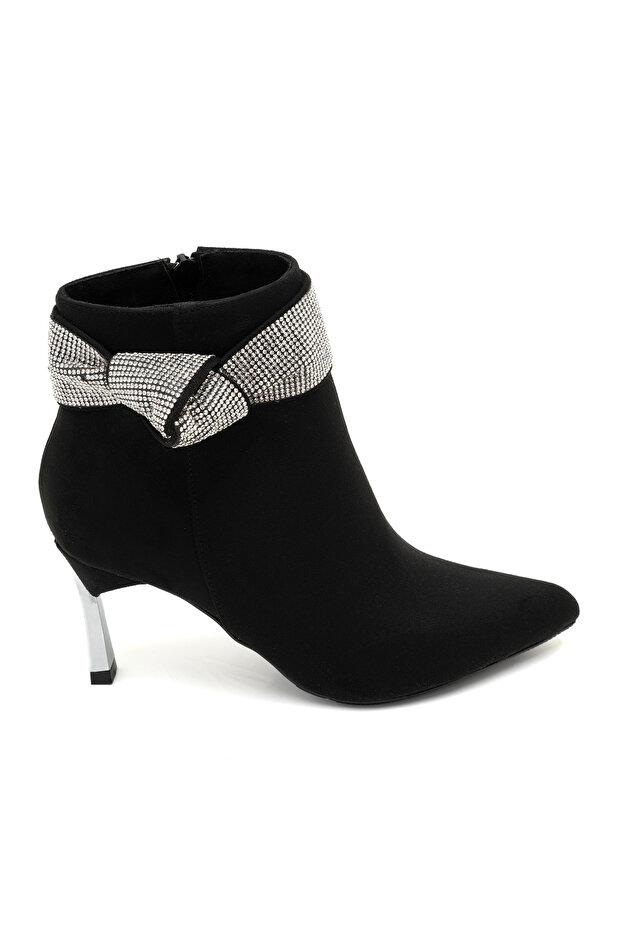 Adrian Siyah Kadın Taşlı Topuklu Bot - 2