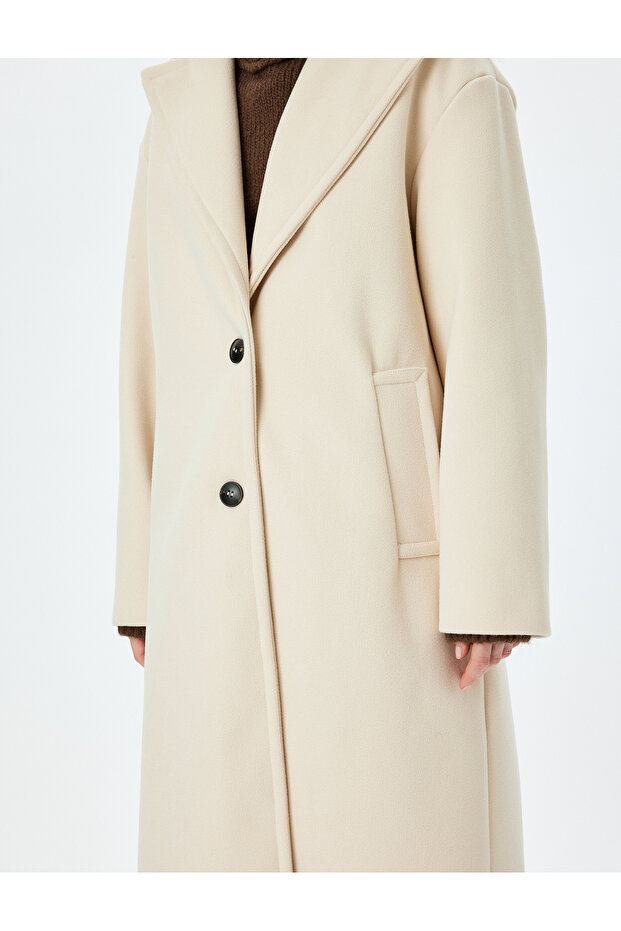Buttoned Double Breasted Long Stamp Coat - 6