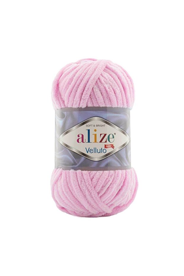 (5 Pieces) Velluto Velvet Hand Knitting Yarn Color:31 Baby Pink 100 Gr 68 Meters