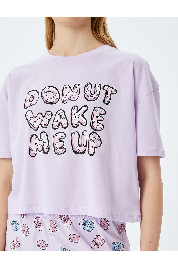 Pamuklu Baskılı Şortlu Pijama Takımı - 5