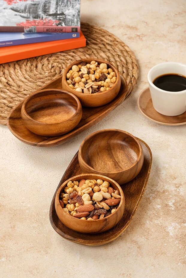 Yasemin - 6 Piece Acacia Presentation and Cookie Set