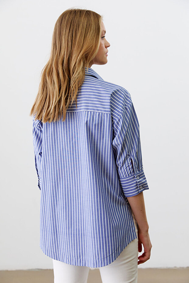 Yırtmaçlı Oversize Gömlek - 5