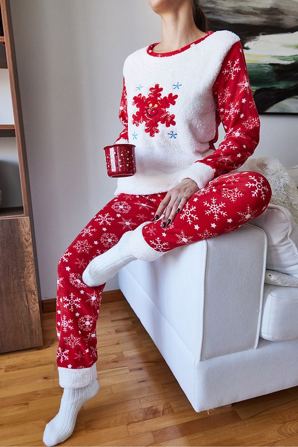 Kadın Yılbaşı Temalı Yumoş Pijama Takımı 60261111 - 2