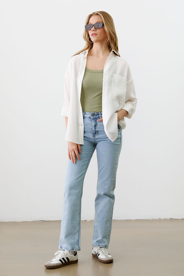 Apoletli Oversize Gömlek - 2