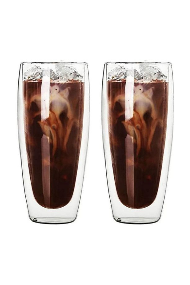 Çift Cidarlı Uzun Meşrubat,Kokteyl,Latte 320 ML Cam Bardak Seti 2 Adet 2324 - 1