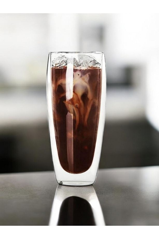 Çift Cidarlı Uzun Meşrubat,Kokteyl,Latte 320 ML Cam Bardak Seti 2 Adet 2324 - 3