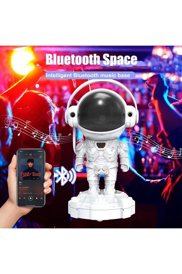 Astronot Projektör Bluetooth Hoparlör Yıldız Işıklı Galaksi Samanyolu Masa Lambası Kumandalı - 6