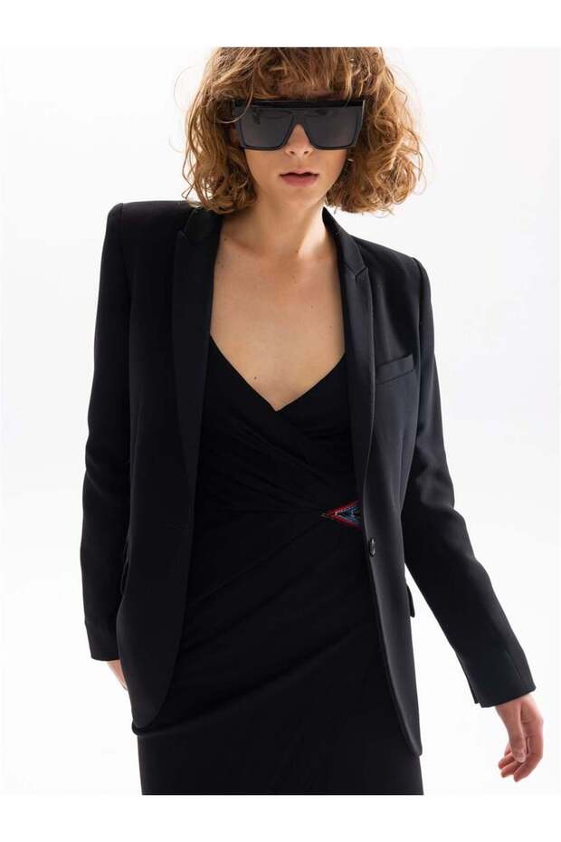 Slim Fit Blazer Ceket - Siyah - 4