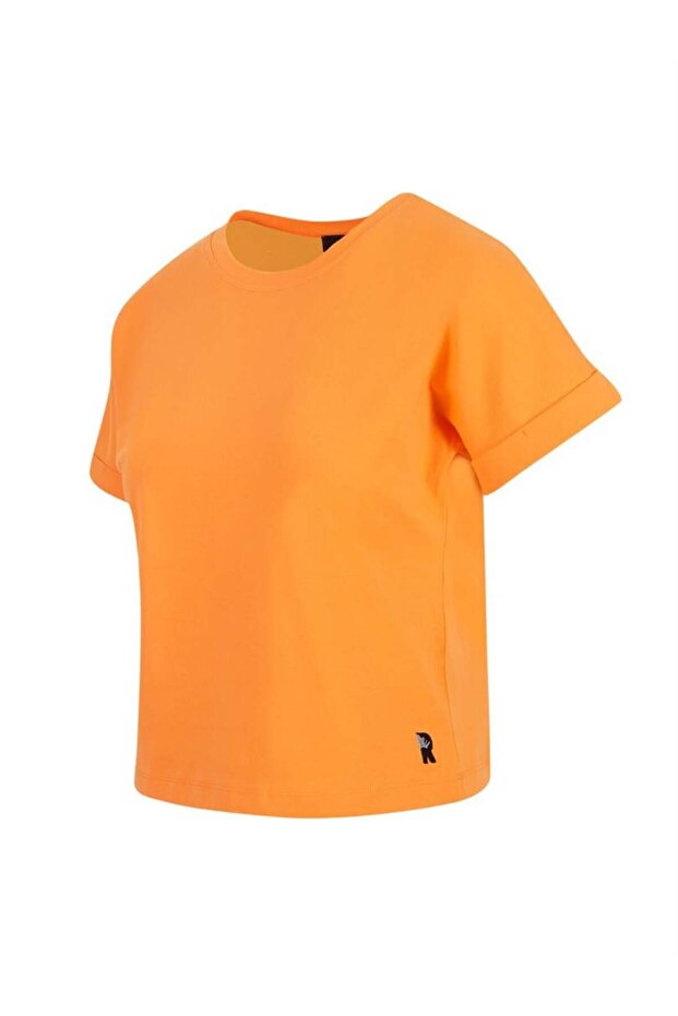 Orange Crew Neck Basic T-shirt - 2