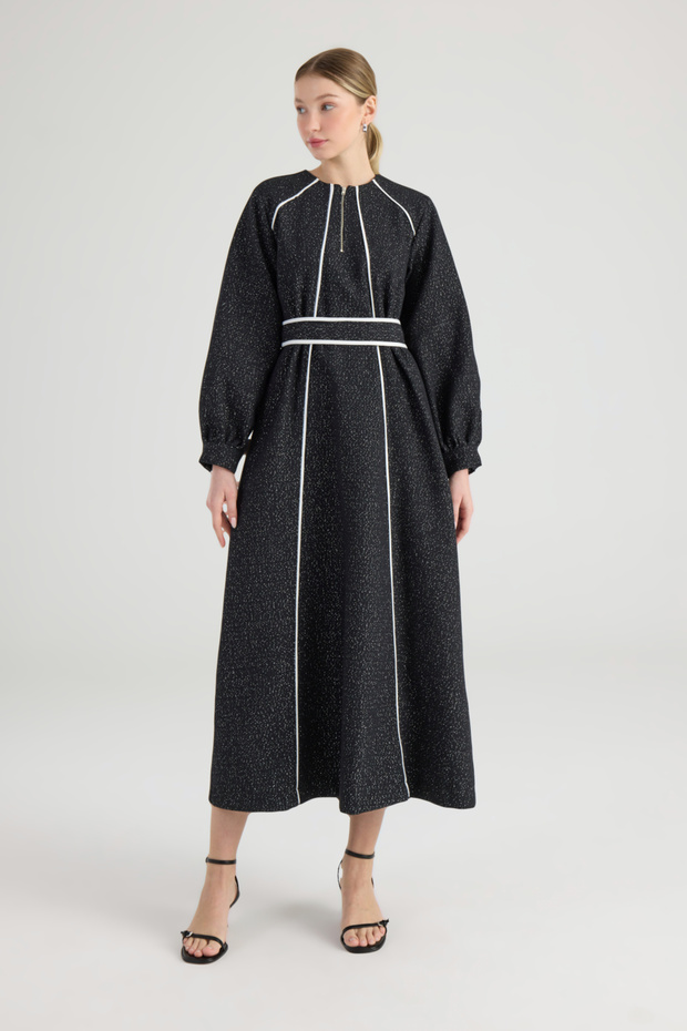 Siyah Tüvit Biyeli  Elbise - 5