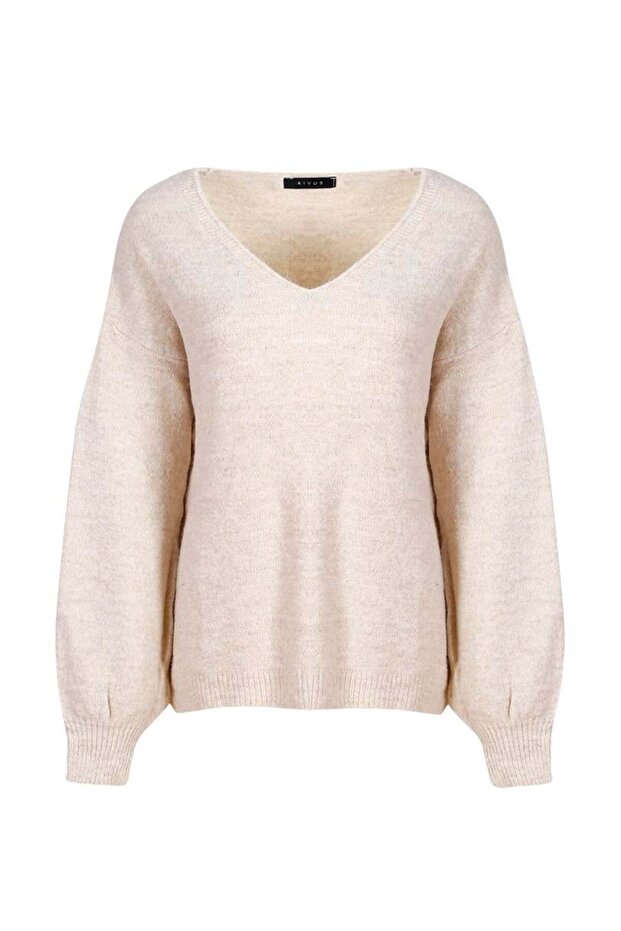 V Yaka Oversize Triko - Vizon - 1