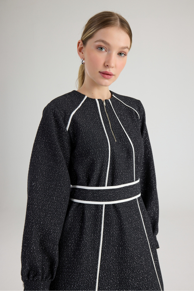 Siyah Tüvit Biyeli  Elbise - 7