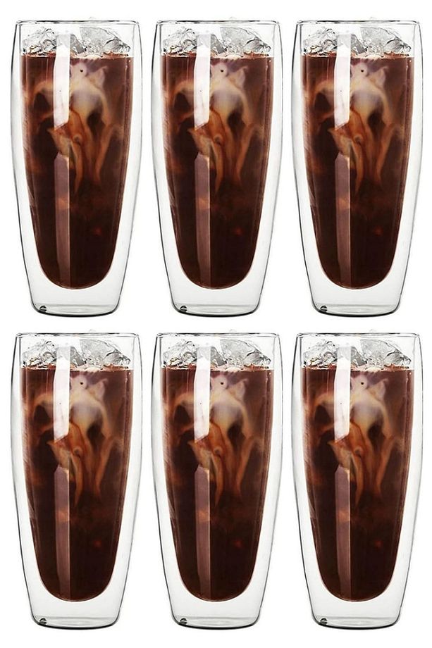 Çift Cidarlı Uzun Meşrubat,Kokteyl,Latte 320 ML Cam Bardak Seti 6 Adet 2324 - 1