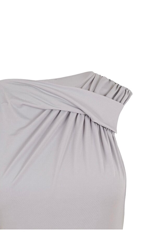 بدلة للجسم ذات أكمام واحدة باللون الرمادي - 6