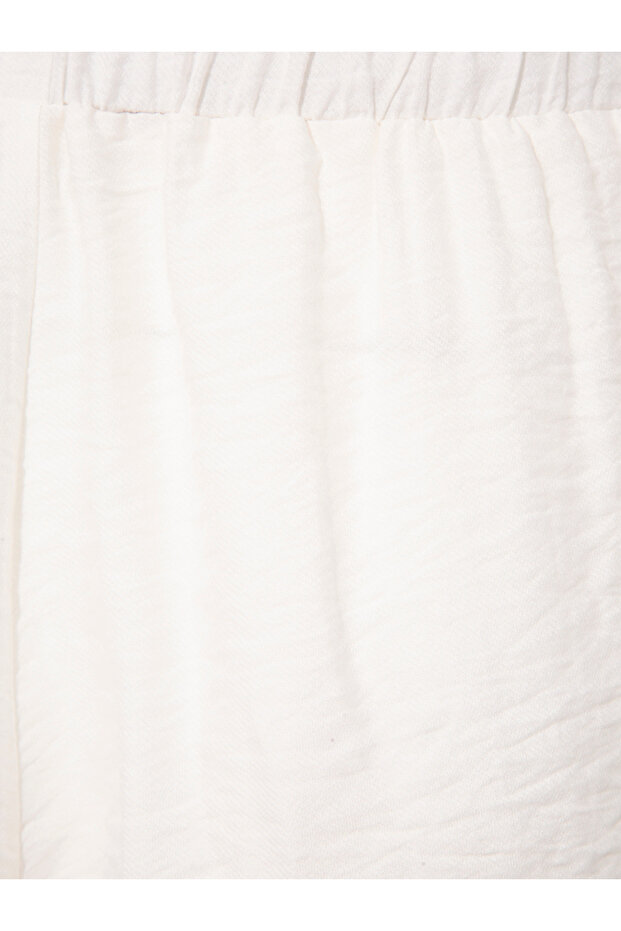 Beli Lastikli Şort - Beyaz - 6