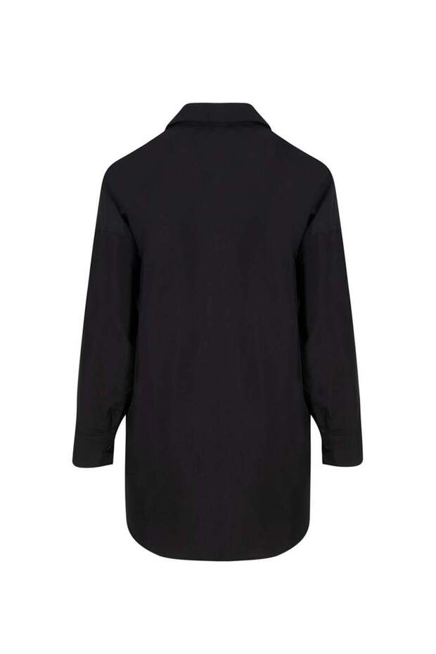 Oversıze Düşük Omuz Gömlek - Siyah - 6