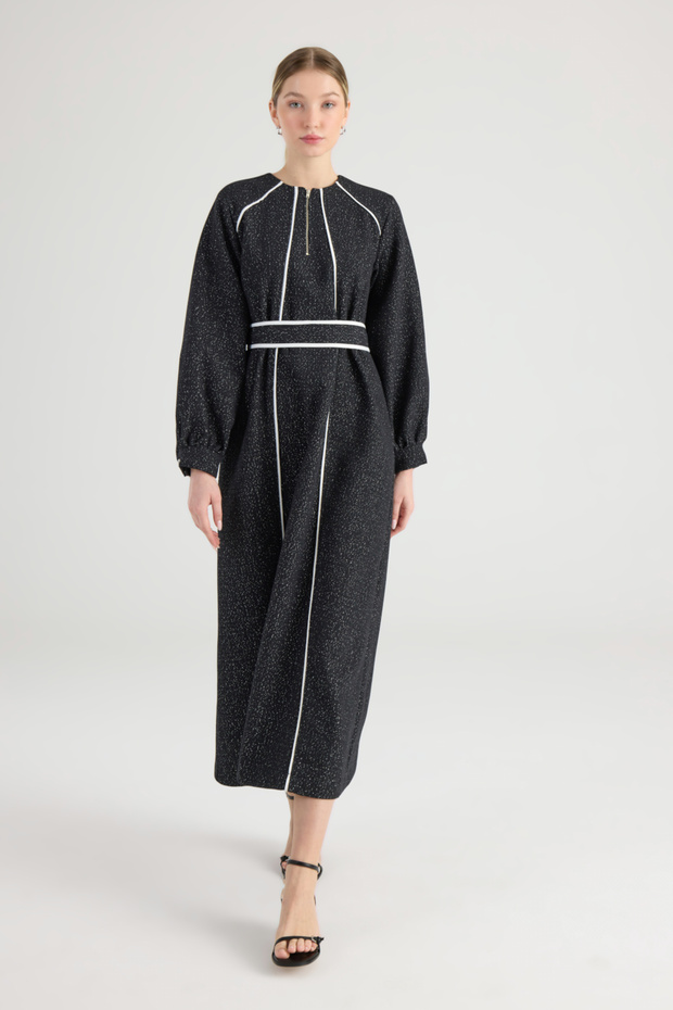 Siyah Tüvit Biyeli  Elbise - 3