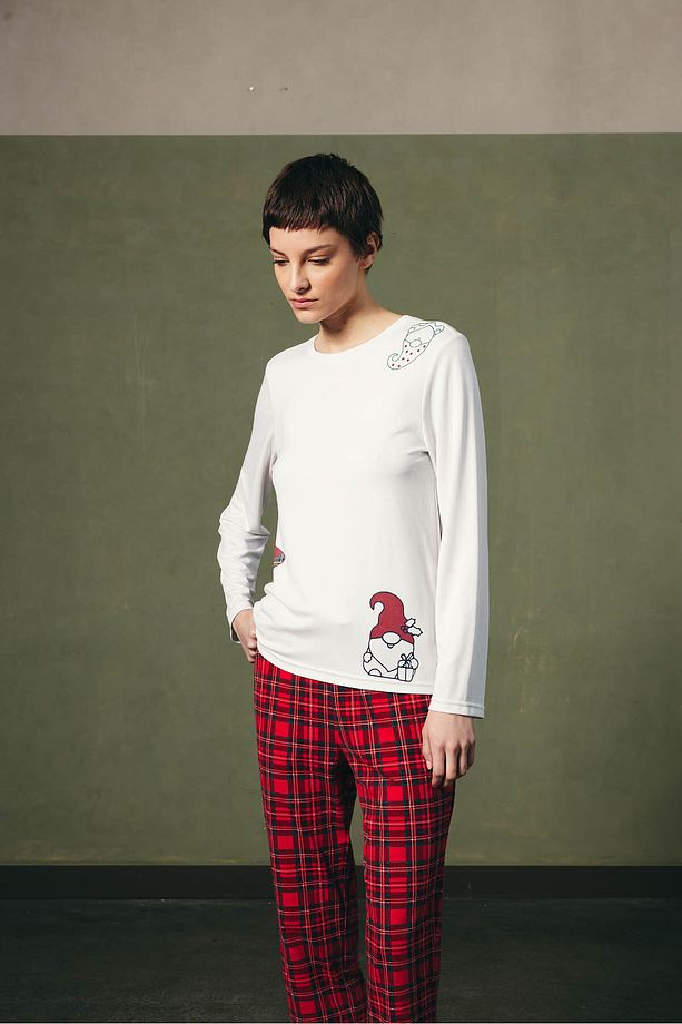 Kadın Pamuklu Uzun Kollu Pijama Üstü - 2