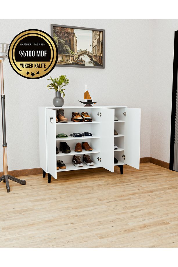 Afor Mdf 3 Kapaklı Ayakkabılık Çok Amaçlı 3 Kapaklı Dolap - 2