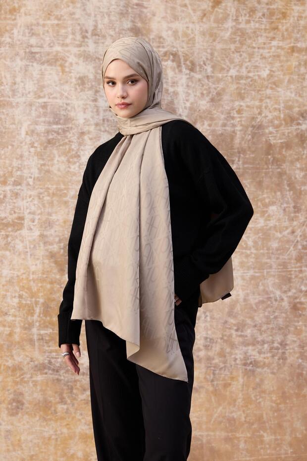 Fall Winter Silky Jacquard Shawl Camel 9020-29