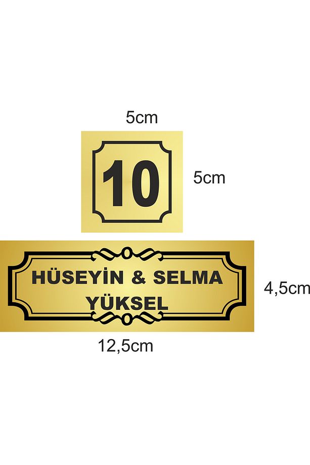 Kapı İsimliği Klasik Ev Dış Kapı İsimliği Çelik Kapı İsimliği Gold02 - 3